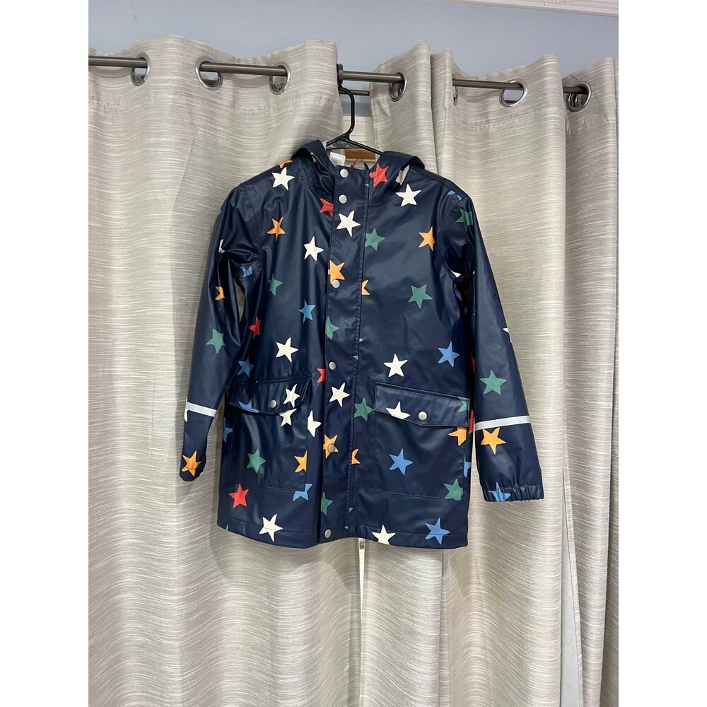 Hanna Anderson Star Print Hello Rain Jersey Lined Jacket US Kids 12 - Picture 2 of 8